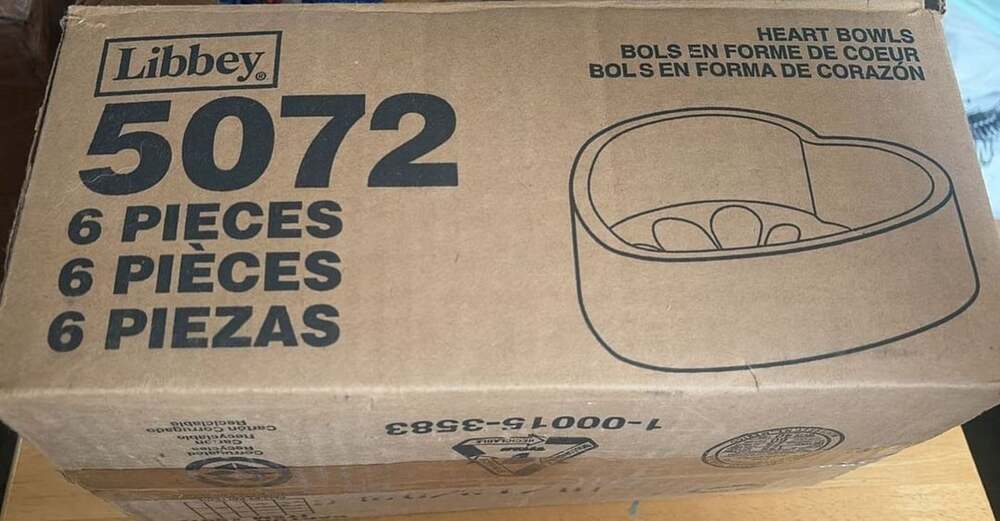 Libbey 5072 Heart Bowls Clear Glass 6 Pieces Set